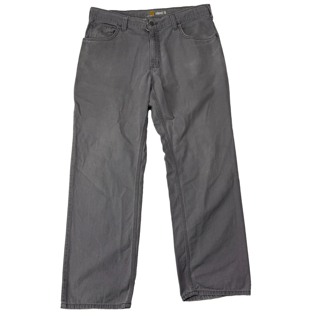 Carhartt Relaxed fit Mens Pants 34x30 Gray Twill Utility Work Carpenter RN14606